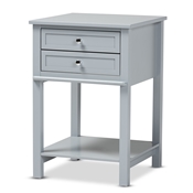 Baxton Studio Willow Modern Transitional Light Grey Finished 2-Drawer Wood End Table